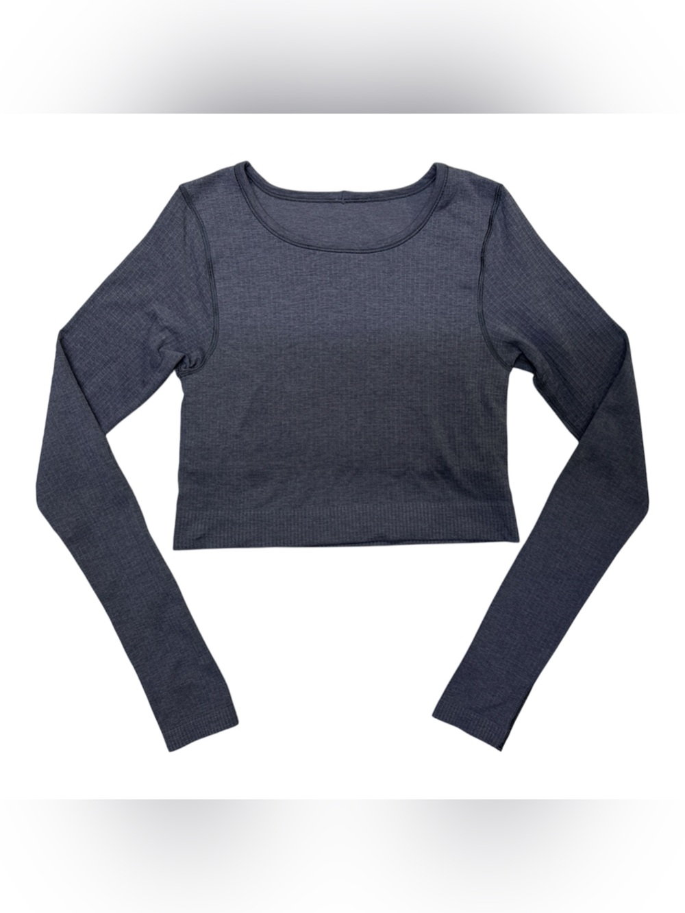 Lululemon Ebb to Street Long Sleeve Crop Top Heathered Gray Ribbed Size 6